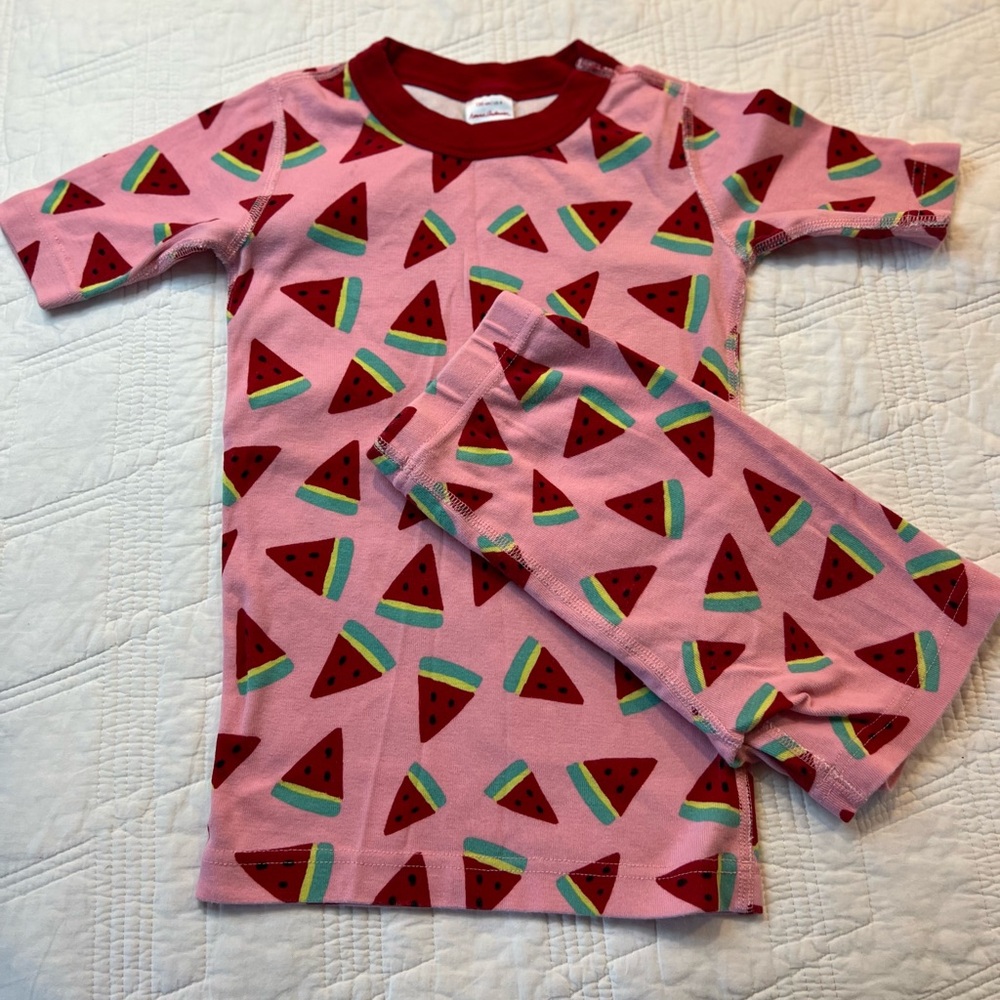 Hanna Anderson Watermelon Print Pink Pajama Set size 130/8